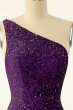 Purple One Shoulder Sequins Homecoming Dress E202283195