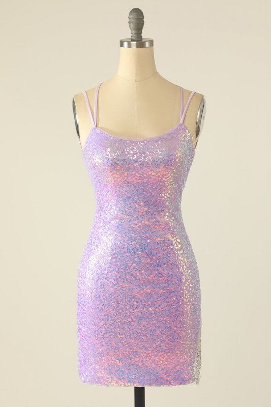 Blue Sequins Tight Homecoming Dress E202283208