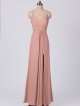 Gathered Waist Long Sheath Jersey Bridesmaid Dress AB202076