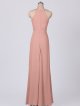 Gathered Waist Long Sheath Jersey Bridesmaid Dress AB202076