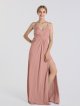 Gathered Waist Long Sheath Jersey Bridesmaid Dress AB202076