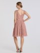 Sleeveless Short Scoop Neckline Metallic Lace Bridesmaid Dress AB202147