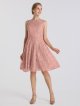 Sleeveless Short Scoop Neckline Metallic Lace Bridesmaid Dress AB202147