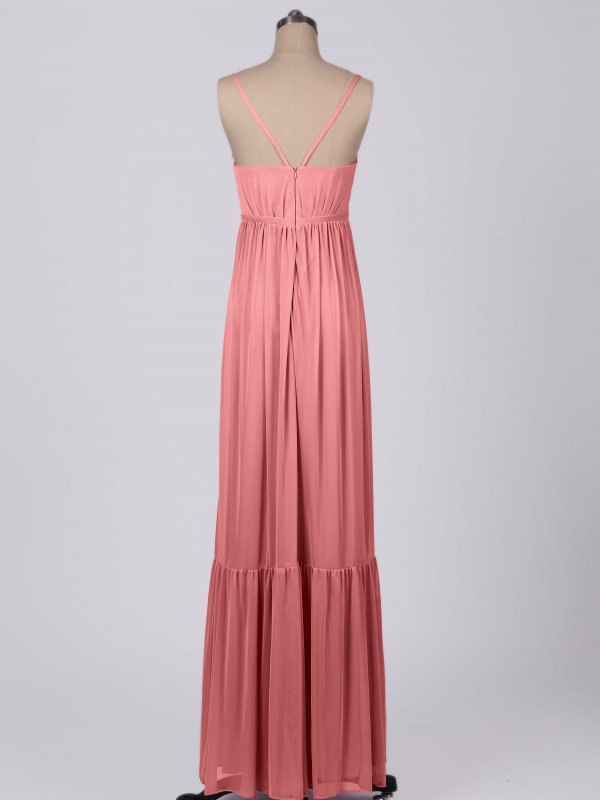 Boho-chic Long Spaghetti Straps Mesh Bridesmaid Dress AB202058