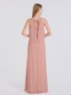 Long Sheath Flounced Halter Crinkle Chiffon Bridesmaid Gown AB202107