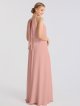 Long Sheath Flounced Halter Crinkle Chiffon Bridesmaid Gown AB202107