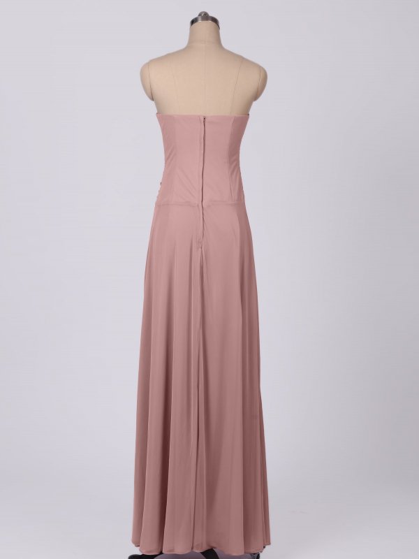 Strapless Cascade Long Mesh Asymmetrical Ruching Bridesmaid Dress AB202151