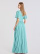 Long A-line Flutter Sleeve Crisscross Mesh Bridesmaid Dress AB202055