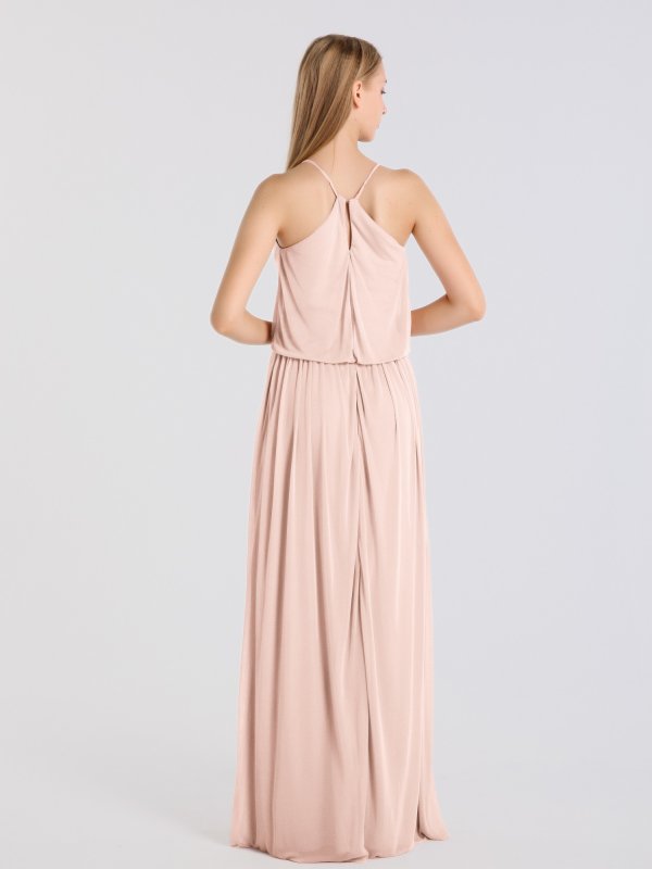 Blouson High-Neck Mesh Bridesmaid Dress AB202057