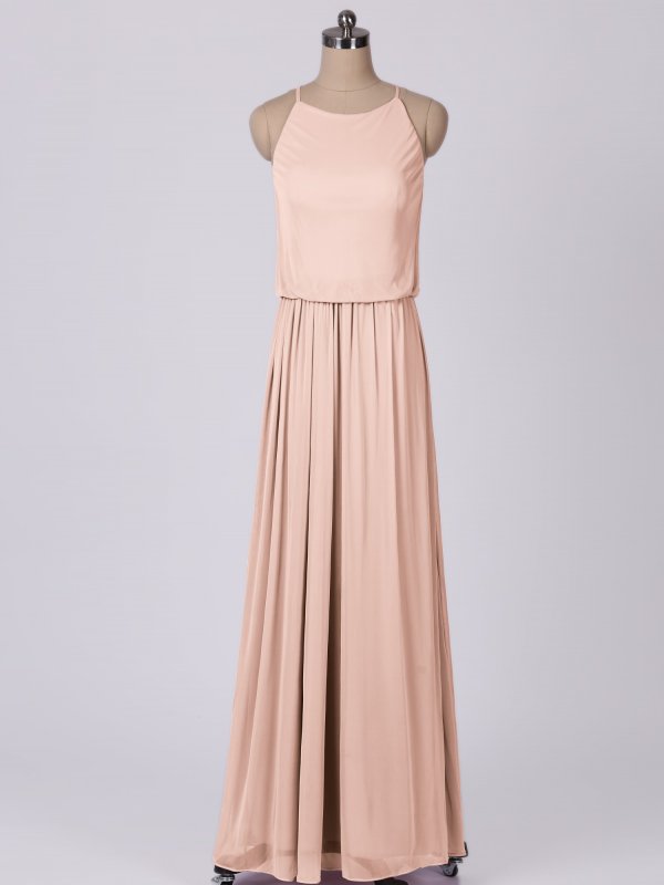 Blouson High-Neck Mesh Bridesmaid Dress AB202057