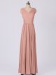 Long Pleated Tank V Neckline Mesh Dress for Bridesmaids AB202102