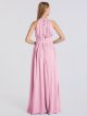 Halter Keyhole Neckline Long A-line Chiffon Bridesmaid Dress AB202077