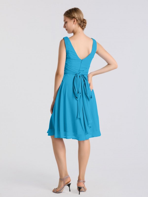 Surplice Tank V-neck Short Chiffon Bridesmaid Dress AB202054