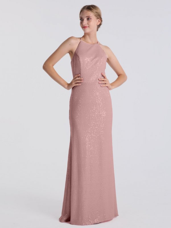 Long Sheath Allover Bling Sequin Bridesmaid Dress AB202106
