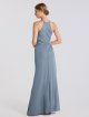 Mesh Tank V-neck Bridesmaid Dress With Lace Inse AB202119