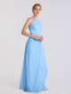 High Halter Neck Long Sheath Chiffon Bridesmaid Gown with Cascade AB202079