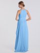 High Halter Neck Long Sheath Chiffon Bridesmaid Gown with Cascade AB202079