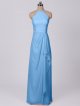 High Halter Neck Long Sheath Chiffon Bridesmaid Gown with Cascade AB202079