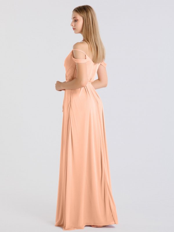 Charming Stretch Mesh Off-The-Shoulder Style Bridesmaid Dress AB202042