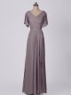 Flutter Sleeves Long A-line V-neck Mesh Bridesmaid Dress AB202073