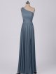 Long One Shoulder Mesh Bridesmaid Dress with Ruched Waist AB202100