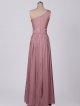 Chic Long One Shoulder Satin Dress for Bridesmaids with Sash AB202059