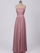 Long Strapless Satin Bridesmaid Dress With Belt and Slit AB202111