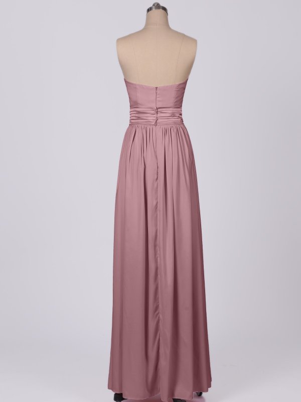 Long Strapless Satin Bridesmaid Dress With Belt and Slit AB202111