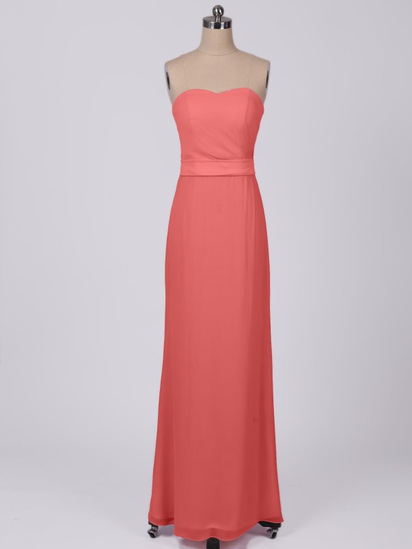 Lace Sweetheart Neckline Long Bridesmaid Dress with Lace Insert AB202085