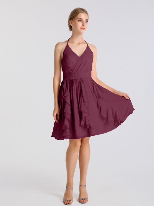 Short Crinkle Chiffon Bridesmaids Dress AB202134