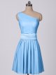 Short One Shoulder Dress With Satin Sash and Pockets AB202138