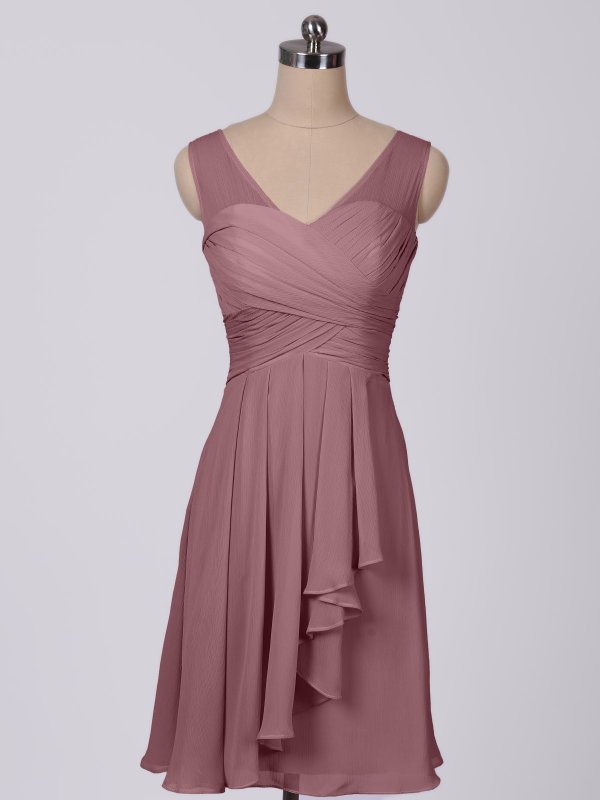 Illusion Tank Crinkle Chiffon Dress With Short Cascade Skirt AB202082