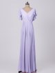 Flutter Sleeve A-Line Long Crinkle Chiffon Dress For Bridesmaids AB202072