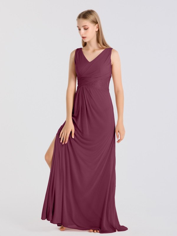 Mesh Tank Bridesmaid Dress With Lace Inset AB202118