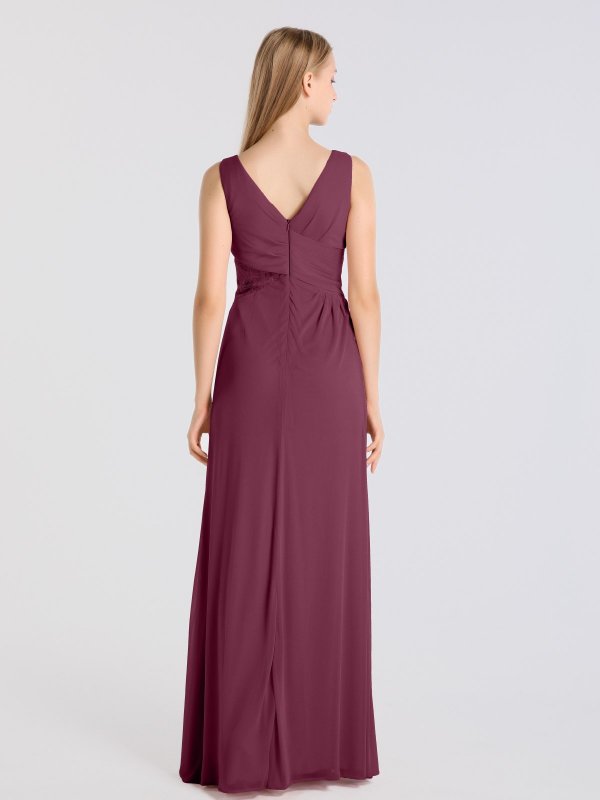 Mesh Tank Bridesmaid Dress With Lace Inset AB202118