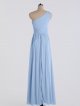 Micro-Pleated Long Mesh One-Shoulder Bridesmaid Dress AB202120