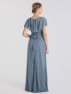 Flutter Sleeve Long Chiffon Front Slit Bridesmaid Dress AB202049