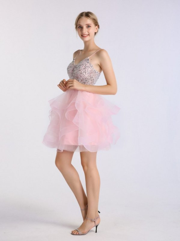 Shinning Ruffle Tulle Short Homecoming Dress AB202171