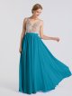 Elegant Long Beaded-Bodice Tank V-neck Chiffon Prom Party Gown AB202158