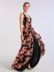 Long Printed Bridesmaid Wrap Dress with Double-Strap AB202103