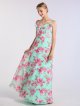 Print Long A-line Chiffon Bridesmaid Gown with Spaghetti Straps AB202128