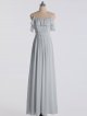 Long A-Line Cold-Shoulder Crinkle Chiffon Bridesmaid Dress AB202087