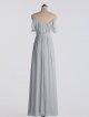 Long A-Line Cold-Shoulder Crinkle Chiffon Bridesmaid Dress AB202087