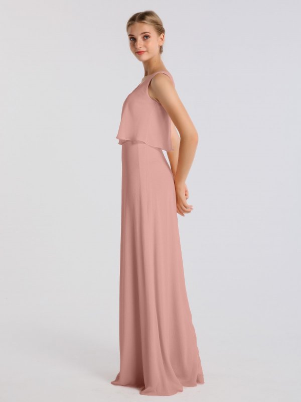 Crinkle Chiffon Tank Scoop Neckline Dress for Bridesmaids AB202060