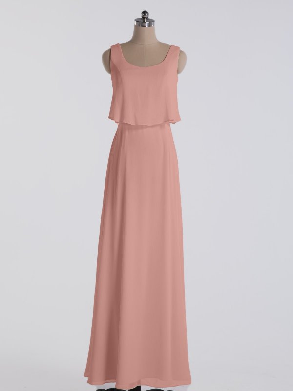 Crinkle Chiffon Tank Scoop Neckline Dress for Bridesmaids AB202060