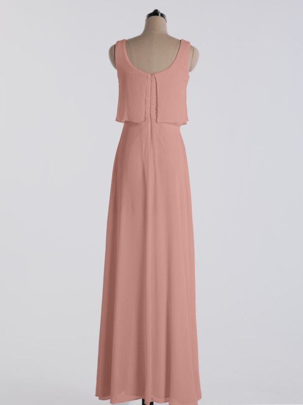 Crinkle Chiffon Tank Scoop Neckline Dress for Bridesmaids AB202060