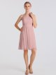 Knee Length Short One Shoulder Crinkle Chiffon Bridesmaid Dress AB202083