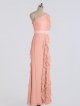 Long One Shoulder Ruffled Crinkle Chiffon Bridesmaid Dress AB202101