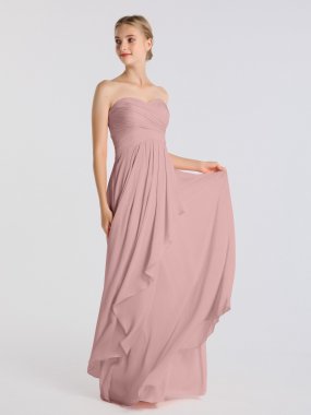 Strapless Sweetheart Neckline Long Crinkle Chiffon Dress AB202152