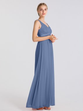 Long Printed Bridesmaid Wrap Dress with Double-Strap AB202103
